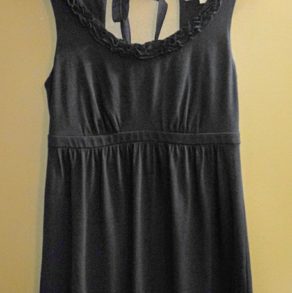 LOFT navy cotton dress with ribbon detail - Picture 2 of 6